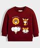 Orange Sugar 100% Fleece Knit Full Sleeves Animals Printed Light Winter Sweatshirt - Maroon