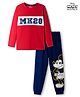 HoneyHap Disney Single Jersey Knit Full Sleeves Night Suit With Mickey Mouse Print - Red & Navy Blue