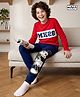 HoneyHap Disney Single Jersey Knit Full Sleeves Night Suit With Mickey Mouse Print - Red & Navy Blue