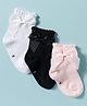 Cute Walk by Babyhug Non Terry Knit Ankle Length Solid Party Socks With Bow Applique Pack of 3 - Multicolor