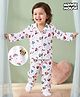 Babyhug Disney Cotton Woven Full Sleeves Minnie Mouse Printed Shirt & Pyjama Co-Ord Night Suit - White