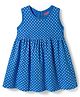 Babyhug Single Jersey Knit Sleeveless Frock With Polka Dot Print - Blue