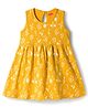 Babyhug Single Jersey Knit Sleeveless Frock with Floral Print - Yellow
