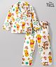 Babyhug Disney 100% Cotton Woven Full Sleeves Front Open Co-Ords Shirt & Pyjama Night Suit With Winnie the Pooh Print - Multicolour