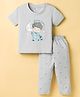 Tango Single Jersey Knit Half Sleeves Night Suit With Cartoon Print - Light Blue