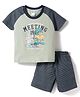 Tango Single Jersey Knit Half Raglan Sleeves T-Shirt & Shorts Set with Sport Print & Stripes - Multicolor