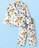 Babyhug Disney Cotton Woven Full Sleeves Co-ords Night Suit With Dino Print - White