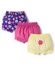 Babyhug 100% Cotton Knit Bloomers with Floral Print Pack of 3 - Yellow Purple & Pink