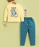 Biskid Cotton Knit Full Sleeves You Are My Favorite Text Printed Tee & Pants Set - Yellow