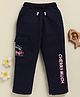 Biskid Cotton Knit Cherry Much Text Printed Trouser - Navy Blue