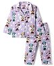 Babyhug Disney Cotton Woven Full Sleeves Front Open Co-Ords Shirt & Pyjama Night Suit With Minnie Mouse Print - Purple