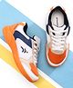 Pine Active Lace Up Solid Badminton Shoes - Orange & White