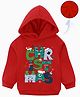 KAVEE Cotton Fleece Knit Christmas Theme Full Sleeves Typography Printed Light Winter Hooded Sweatshirt - Red