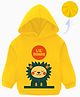 KAVEE Cotton Fleece Knit Full Sleeves Lil Roarie Text Lion Printed Light Winter Hooded Sweatshirt - Yellow