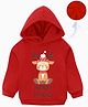 KAVEE Cotton Fleece Knit Christmas Theme Full Sleeves Merry Magic Text Reindeer Printed Light Winter Hooded Sweatshirt - Red
