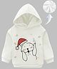 KAVEE Cotton Fleece Knit Christmas Theme Full Sleeves Animal Printed Light Winter Hooded Sweatshirt - White