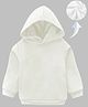 KAVEE Cotton Fleece Knit Full Sleeves Solid Light Winter Hooded Sweatshirt - White