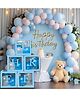 Decor Mantra THREE Alphabet Balloon Box With Latex Balloon for Third Birthday, Anniversary Decoration Kit, Baby Girls & Boys shower Combo Items  30 Balloons & Glue Dots (Pack of 36, Blue)