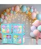 Decor Mantra FOUR Alphabet Balloon Box With Latex Balloon for 4th Birthday, Anniversary Decoration Kit, Baby Girls & Boys shower Combo Items 30 Balloons & Glue Dots (Pack of 35, Blue)