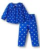 Babyhug Cotton Knit Full Sleeves Top & Pyjama Co-ord Night Suit With Floral Print - Blue