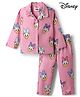 Babyhug Disney Cotton Woven Full Sleeves Shirt & Pyjama Co-ord Night Suit with Minnie Mouse Print - Pink