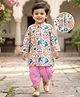 Babyhug Cotton Woven Full Sleeves Floral Printed Kurta Dhoti Set - Pink