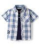 Babyhug Cotton Woven Half Sleeves Checks Shirt With Inner Tee - Blue
