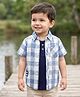 Babyhug Cotton Woven Half Sleeves Checks Shirt With Inner Tee - Blue