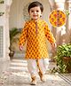 Babyhug Cotton Woven Full Sleeves Cambric Floral Printed Kurta Dhoti Set - Yellow