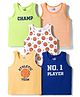 Doodle Poodle 100% Cotton Knit Sleeveless Sport Printed Vests Pack Of 5 - Multicolor