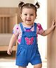 Babyoye 100% Cotton Knit Eco Conscious With Eco Jiva Finish  Half Sleeves Butterfly Printed T-Shirt & Dungaree  - Blue & Pink