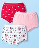 Babyhug  Cotton Lycra Knit Hipster With Floral Print Pack Of 3 - Red Pink & White