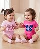 Babyoye Eco Conscious 100% Cotton Knit With Eco Jiva Finish Half Sleeves Onesies with Butterfly & Bow Print Pack of 2 - Pink
