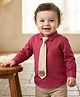Babyoye Cotton Blend Woven Full Sleeves Solid Color Party Shirt with Tie - Maroon