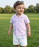 Babyoye 100% Cotton Woven Half Sleeves Striped Shirt & Shorts Set - Purple