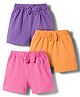 Babyhug Single Jersey Knit Mid Thigh Polka Dots Printed Shorts With Bow Applique Pack Of 3 - Multicolour