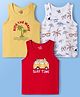 Doodle Poodle 100% Cotton Knit Sleeveless Beach Theme Printed Vests Pack Of 3 - Yellow Red & White