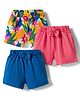 Babyhug Single Jersey Knit Mid Thigh Floral Printed Shorts with Bow Applique Pack of 3 - Multicolor