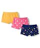 Babyhug Cotton Lycra Knit Bloomers With Floral Print Pack Of 3 - Pink Navy Blue & Yellow