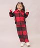 Little Ginnie Flannel Woven Full Sleeves Checked Coordinating Night Suit Set - Red & Black
