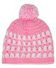 Little Ginnie Woollen Knit Colour Blocked Beanie Cap - Pink - Circumference 27.94 Cms