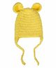 Little Ginnie Woollen Knit Ear Applique Detailed Cap - Yellow - Circumference 33.02 Cms