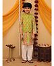 Little Ginnie Cotton Woven Full Sleeves  Floral Printed Kurta Pyjama Set With Jacket - Green