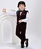 Little Ginnie Velvet Woven Full Sleeves Glitter Embellished 3 Piece Party Suit Set  - Maroon