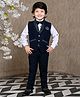 Little Ginnie Viscose Rayon Woven Full Sleeves Beads Embellished & Crown Applique 3 Piece Party Suit Set  - Black