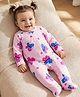 Babyoye Eco Conscious 100% Cotton Knit With Eco Jiva Finish Full Sleeves Footed Sleep Suit With Butterfly & Heart Print - Pink