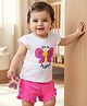 Babyoye Eco Conscious 100% Cotton Knit With Eco Jiva Finish Half Sleeves Butterfly Printed  T-Shirt & Shorts Set - White & Pink