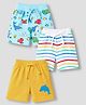 Babyhug Single Jersey Knit Mid Thigh Striped & Sea Life Printed Shorts Pack Of 3 - Multicolor