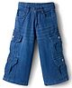 Olio Kids Woven Full Length Solid Denim Jeans With Cargo Pockets - Navy Blue