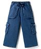 Olio Kids Denim Woven Full Length Solid Jeans With Cargo Pockets - Blue